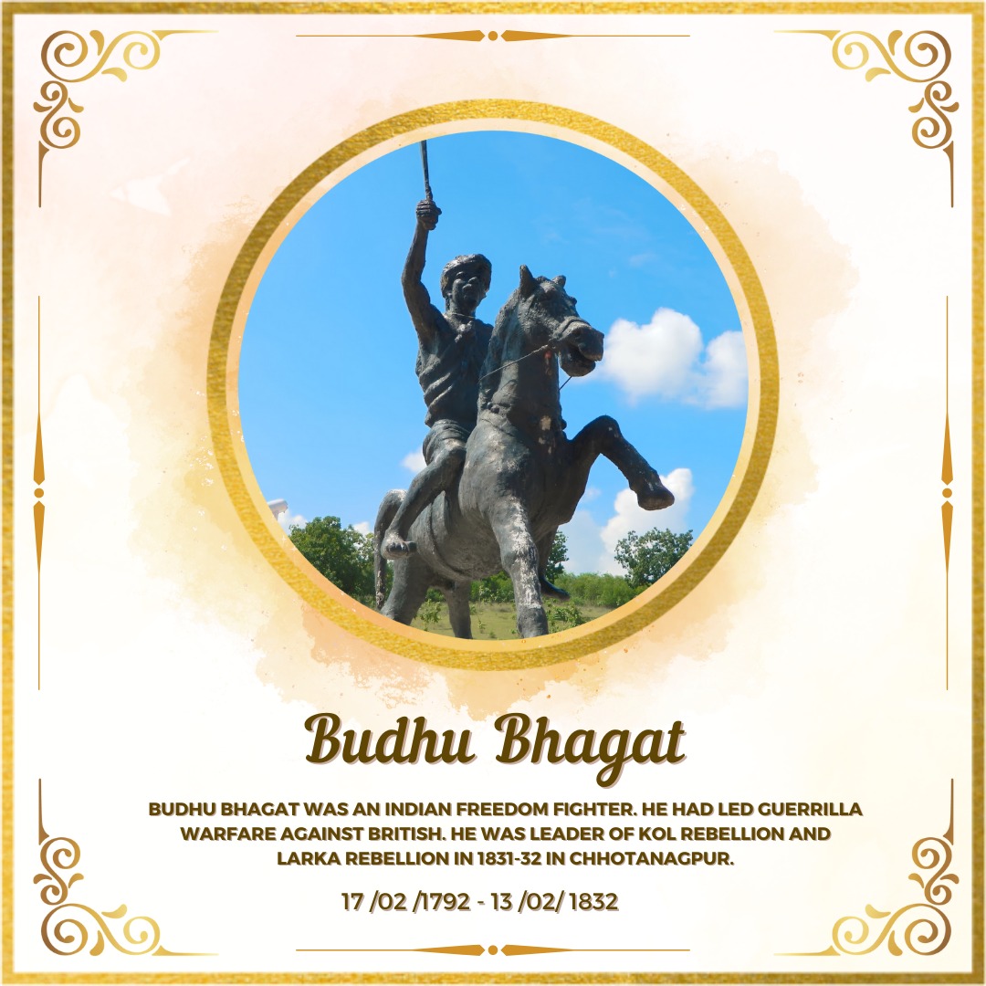Debojit2003's tweet photo. Remembering Budhu Bhagat  on his birthday 🙏🏻

Budhu Bhagat was an Indian freedom fighter who led the 1831–1832 Kol rebellion against British rule.

West Bengal adibhasi kol Samaj seba sangha Govt Regd No: S/2L/5762/ Of 2013-14
#budhubhagat 
@MundaArjun https://t.co/mN7rKWs3mV