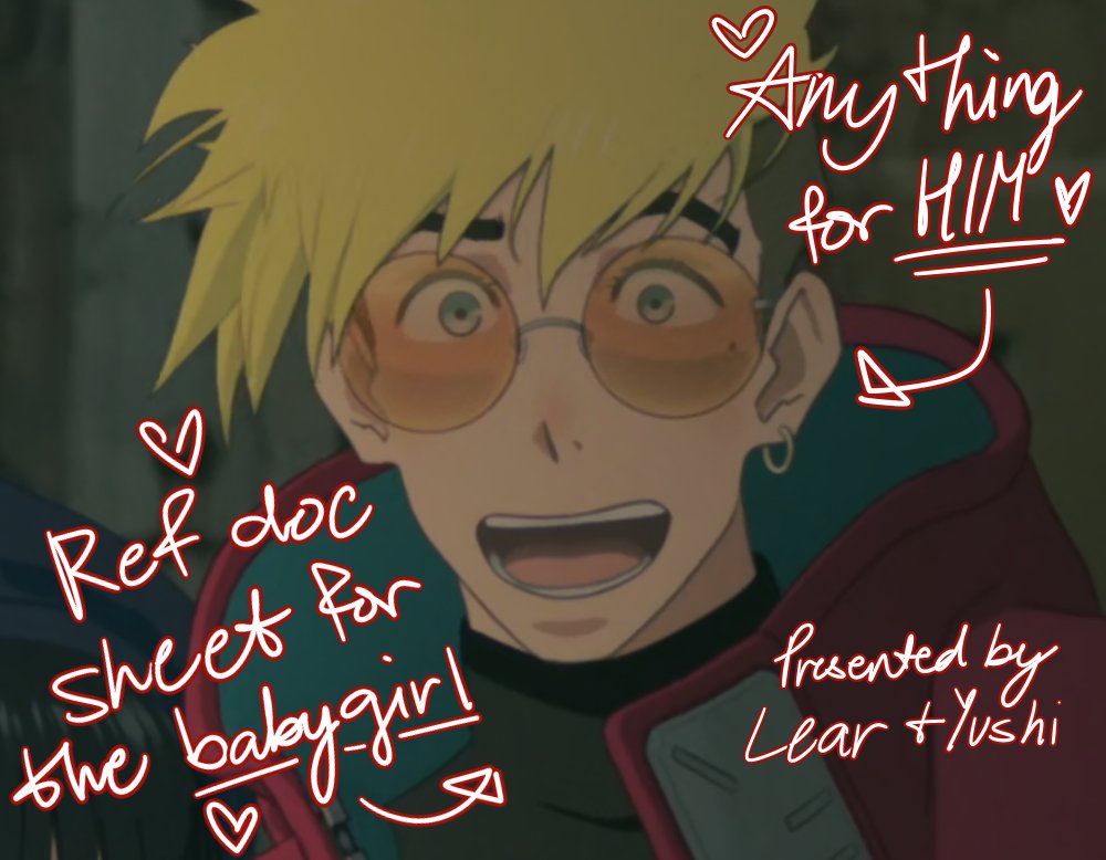 yaoicarus's tweet image. Yushi and I made a reference sheet for our anime girlfriend for 2023 #trigun_stampede #trigun Vash!
It includes:
- Closeups of his left arm
- Official gun schematic
- Our babygirl from many angles
- And many more &amp;lt;3

This is up until episode 6
Link: docs.google.com/document/d/1TD…