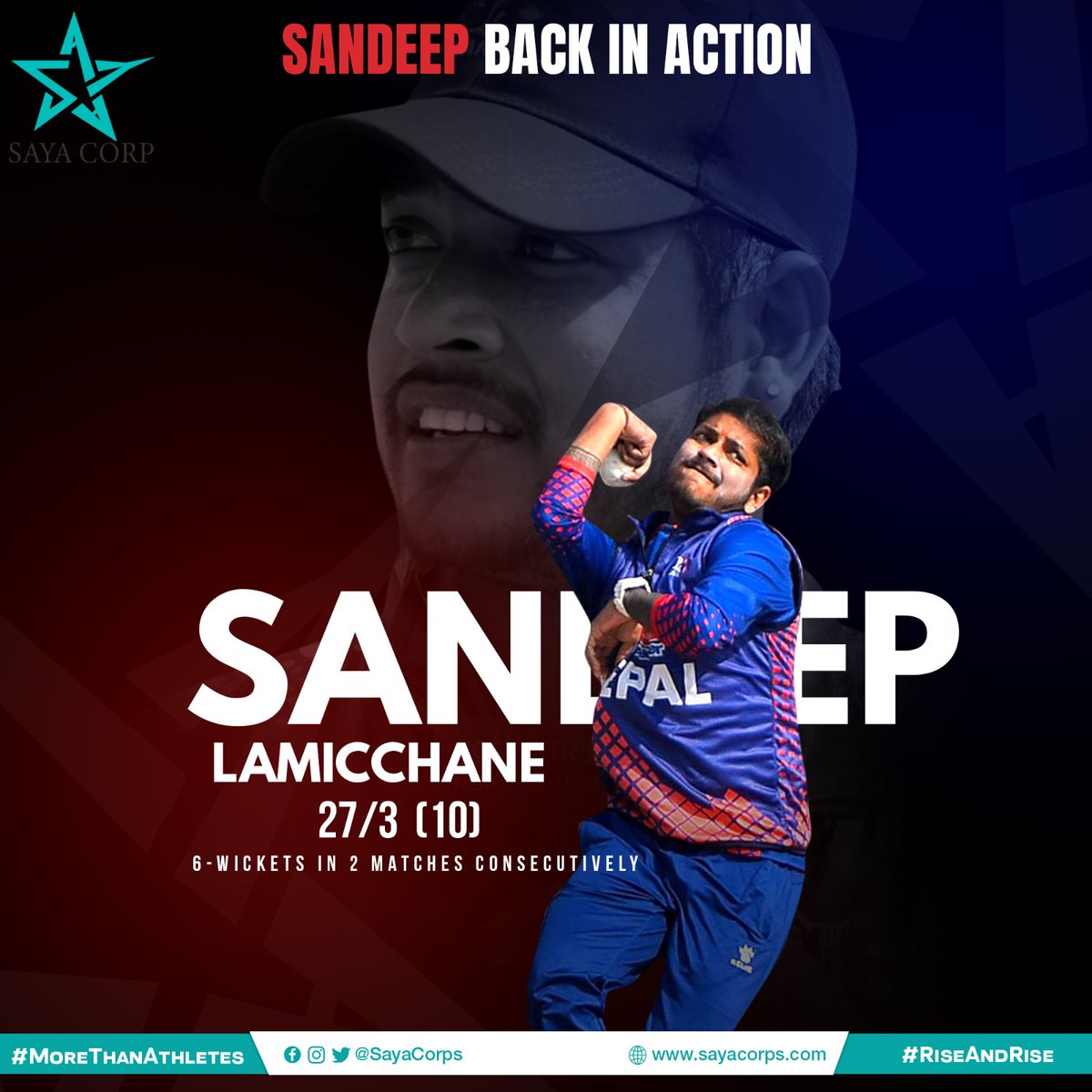 ✨ 3-fer in the previous match ✅
✨ 3-fer in the current match ✅

@Sandeep25 is back with a bang 💥 The boy from Nepal was once again the key man.

#MoreThanAthletes #RiseAndRise #SayaCorporation @TalhaAisham