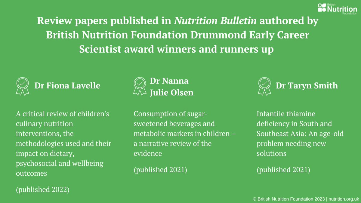 NutritionOrgUK's tweet photo. 📣 Calling all early career #nutrition scientists! The British Nutrition Foundation Drummond Early Career Scientist Award 2023 is open to applications!

Winners &amp; runners-up are invited to publish in Nutrition Bulletin 👇

Apply by 24 June 2023 ➡️ https://t.co/UQhoxvPjQP https://t.co/N1fDP4O4sO