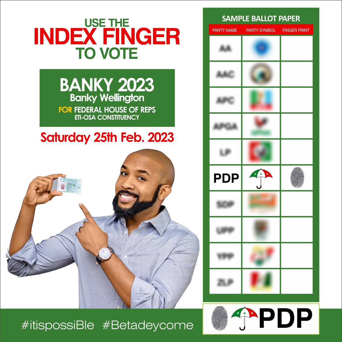 thebworg_'s tweet photo. 🚨7 DAYS TO THE POLLS 
🇳🇬 ETI-OSA, BETA DAY COME 
@BankyW 

#PDP #itispossiBle #BetaDeyCome #WeMove #BankyW4EtiOsa #PowerToThePeople https://t.co/bp3XKkol4v