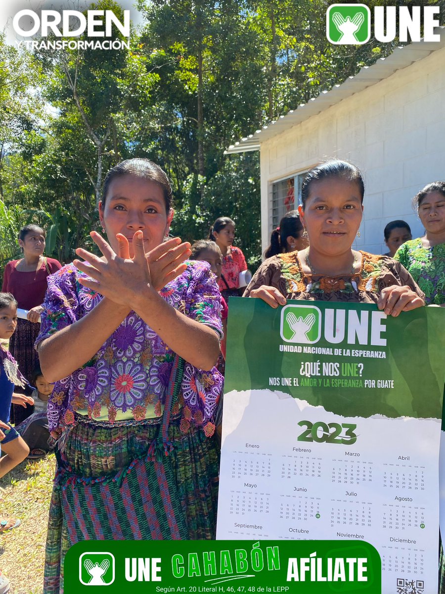 UNECahabon's tweet photo. UNE CAHABÓN es el Partido Fuerte con liderazgos FUERTES y Corazón VERDE💚👐🏻. 

Seguimos con nuestras Jornadas de Capacitación y Afiliación. ¿Y tú, ya te afiliaste?🟢

#OrdenYTransformación
#afíliatealaune
#cahabonesune

Artículo 20 Literal h) Ley Electoral y de Partidos Políticos https://t.co/YJvua35sVd
