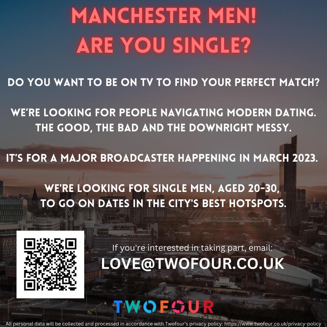I’m producing a brand new TV series for a major UK broadcaster. If you’re a single male based in #Manchester &amp; you’d like to appear on a really fun series apply now!

You’ll also get to hang out with me. 🕺

<a href="/TV_Casting_Hub/">TV Casting Hub</a> #tvcasting 

📺❤️