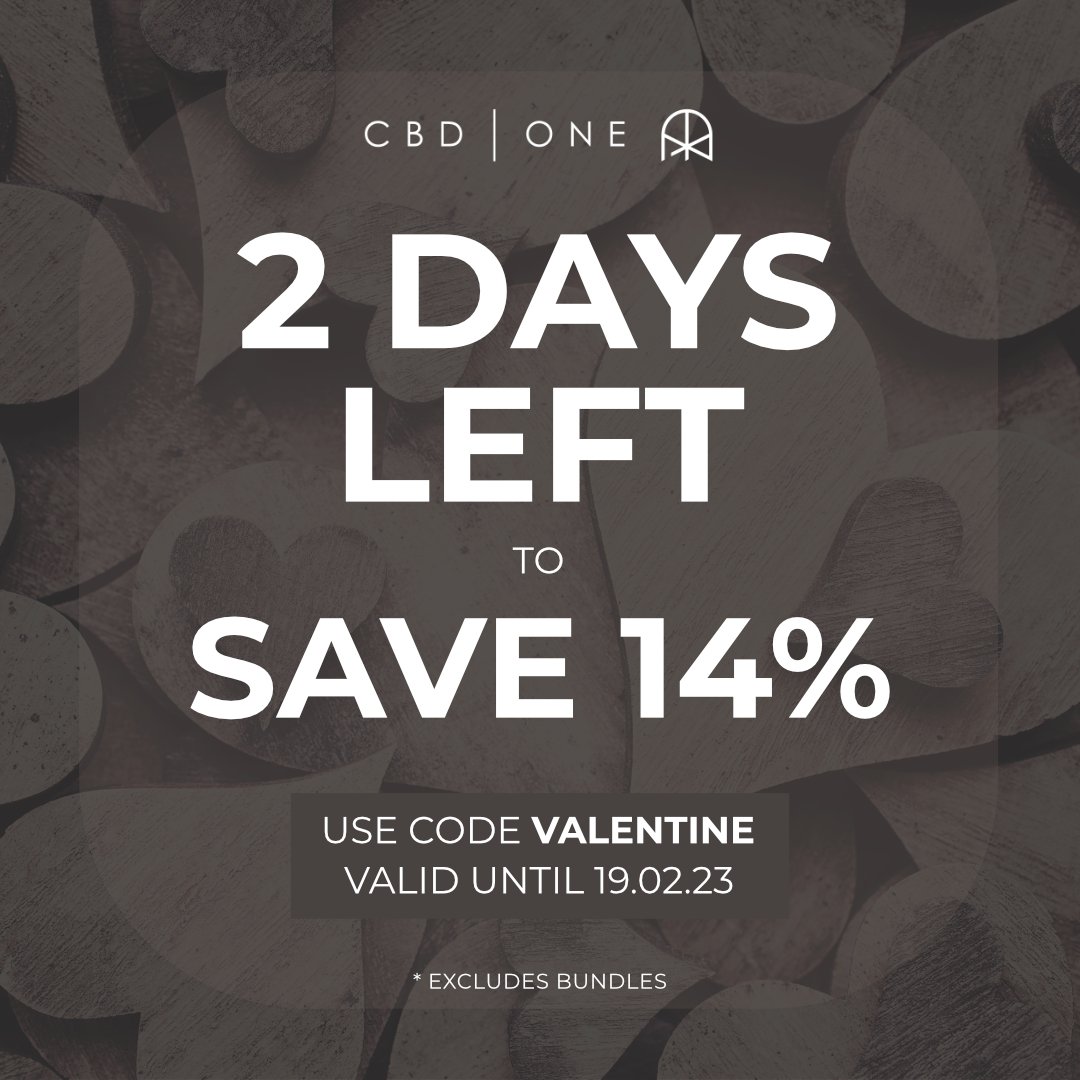 Just 2 days left of our Valentine's Season savings!

Get 14% off products across the site - just use code 'VALENTINE' at the checkout any time until 19th February.

Hit the link in the bio for more👆

#cbd #valentines #savings #discount #offer #naturalhealth #wellbeing