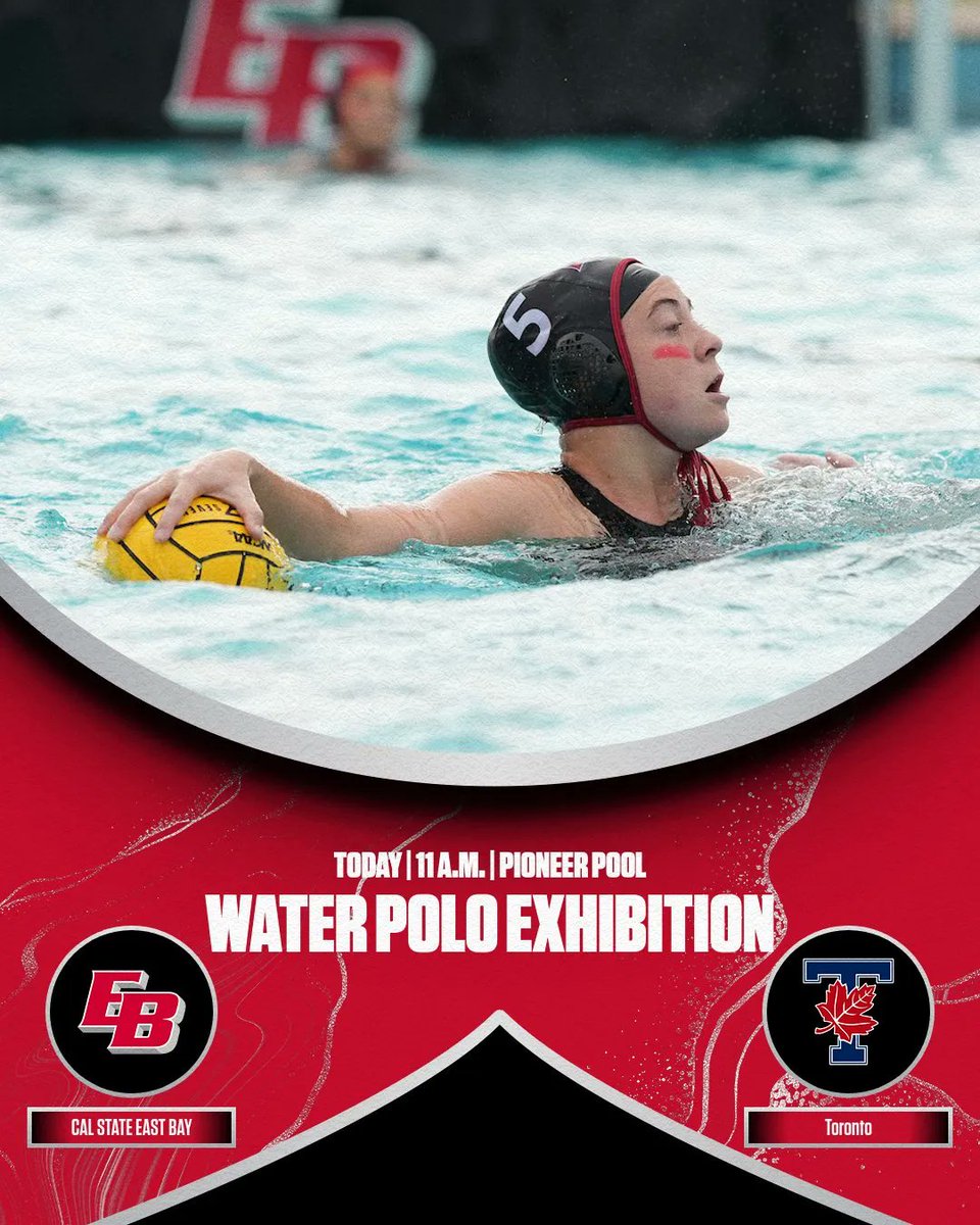 East Bay Pioneers (@eastbaypioneers) on Twitter photo 🤽♀️ WOMEN'S WATER POLO EXHIBITION!
<a href="/CSUEBWaterPolo/">CSUEB Water Polo</a> vs. University of Toronto
⏰ 11 a.m.
📍 Hayward, Calif.
🏟️ Pioneer Pool
#Buildthebrand 🤽♀️ WOMEN'S WATER POLO EXHIBITION!
<a href="/CSUEBWaterPolo/">CSUEB Water Polo</a> vs. University of Toronto
⏰ 11 a.m.
📍 Hayward, Calif.
🏟️ Pioneer Pool
#Buildthebrand