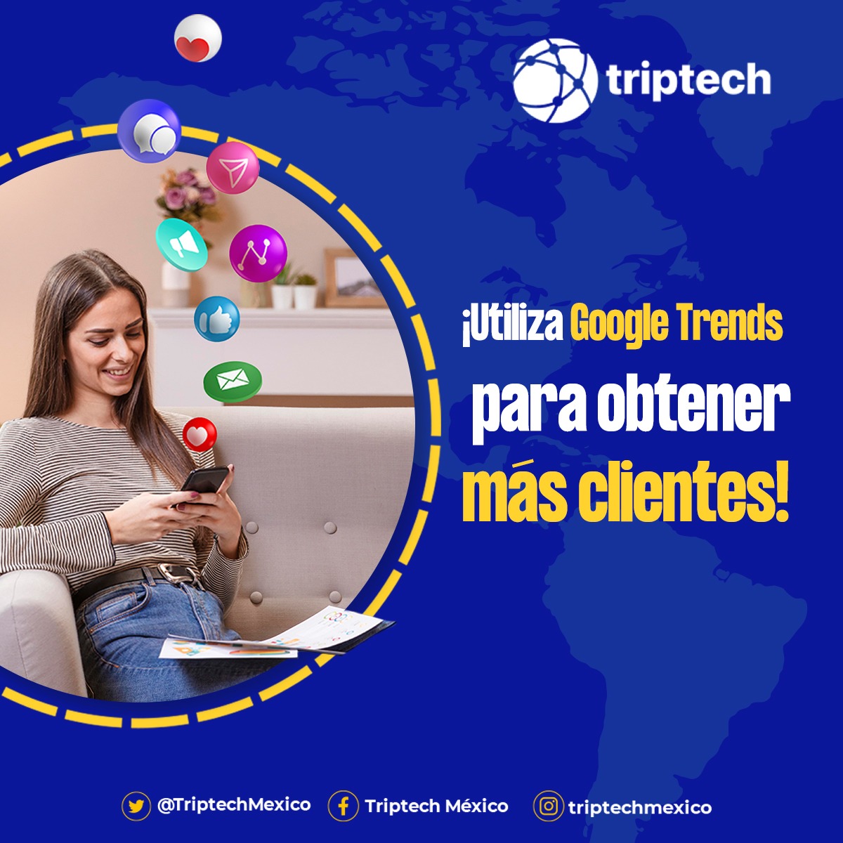 TriptechMexico's tweet photo. #GoogleTrends es una herramienta que puedes utilizar para conocer las búsquedas más populares de tus clientes, así como las fechas en las que lo hacen y estados del país seleccionado.🌎✅ ¡No esperes más y empieza a identificar los lugares de interés de tus clientes!👯 #TripTech https://t.co/ppvNY4KD0y