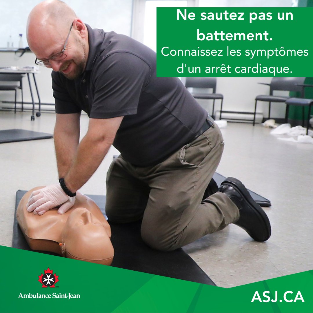 Ne perdez pas un instant...sachez reconnaître les signes d'un arrêt cardiaque! Notre dernier article de blogue vous indique les signes à rechercher et comment se former pour pouvoir aider. Lisez-le ici :  sja.ca/fr/node/2696356

#Moisducoeur #Secourisme
