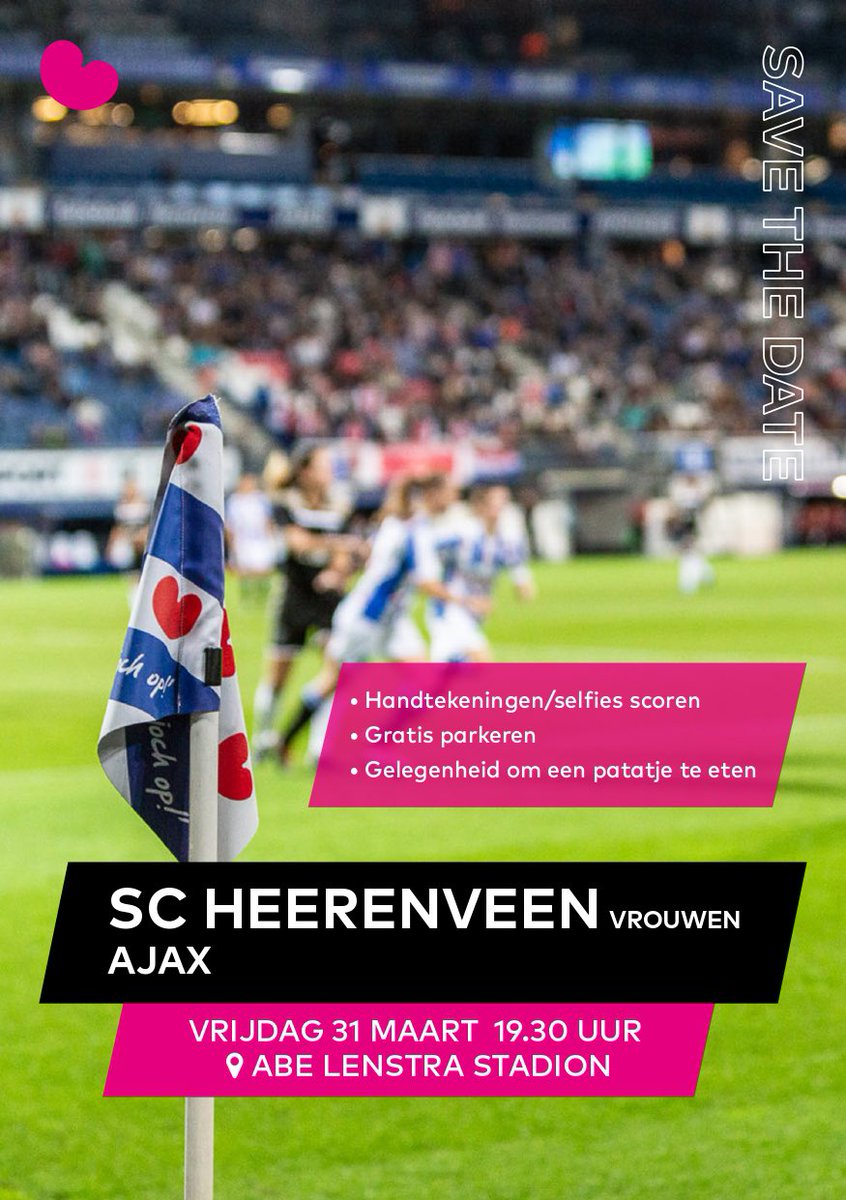 Vorig jaar zat ik op de tribune bij de vrouwen van <a href="/scHeerenveen/">sc Heerenveen</a> - Ajax. Echte aanrader en binnenkort spelen ze weer! Meer info en inschrijven via sc-heerenveenvrouwen.nl/stadionwedstri…