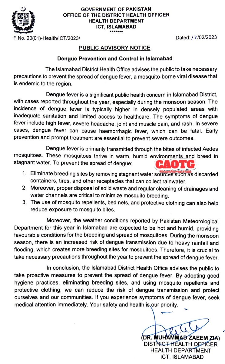 shaheryarhassan's tweet photo. #DENGUE ADVISORY!

Please ensure the following precautions to avoid the dengue outbreak.

For the information of masses and in the greater interest of public. Our teams are conducting surveillance. 
 #ChampAlertsOnTheGo #CAOTG #Islamabad #Pakistan https://t.co/Vd9SzGrC7e