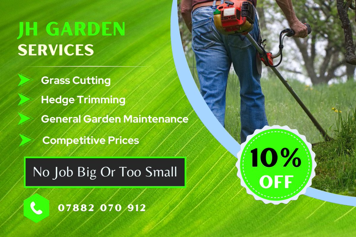 Taxibocard's tweet photo. JH GARDEN SERVICES
10% OFF ALL SERVICES
#grasscutting #hedgetrimming #gardenmaintenance #gardendesign https://t.co/Oe8mZvEucL