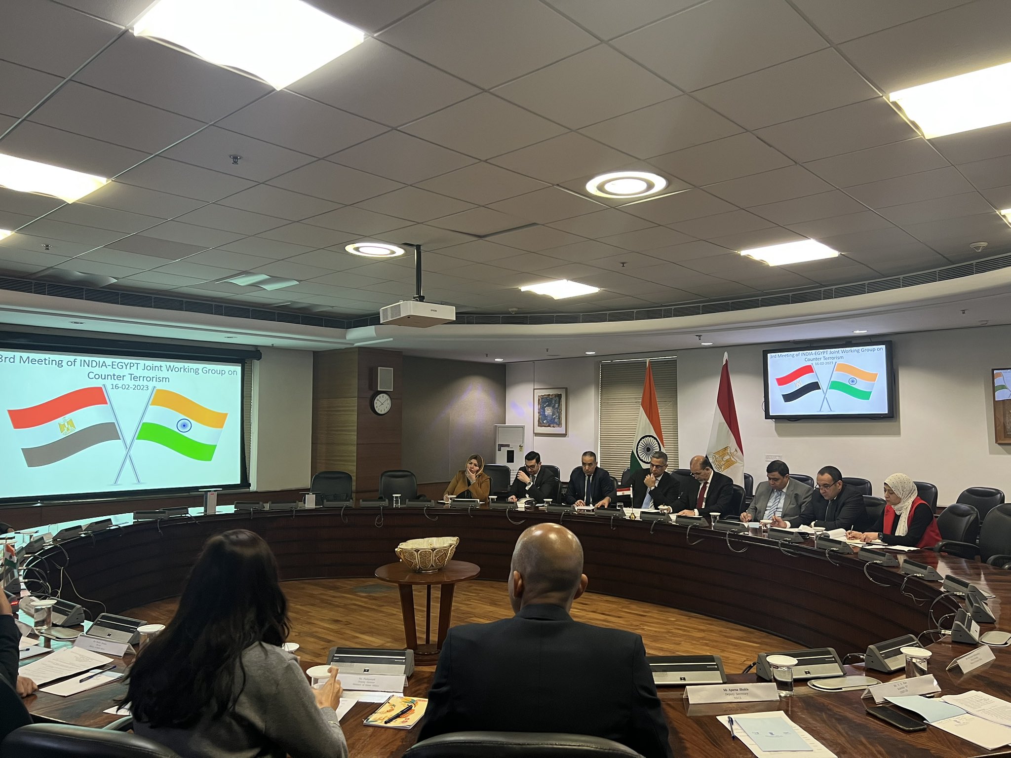 Mahaveer Singhvi IFS on Twitter: "Honoured to co-chair the 3rd #India-#Egypt #Counter #Terrorism Joint Working Group Meeting along with Mr. Mohamed Fouad Ahmed, Director of CT Unit, MOFA, Egypt on 16 Feb