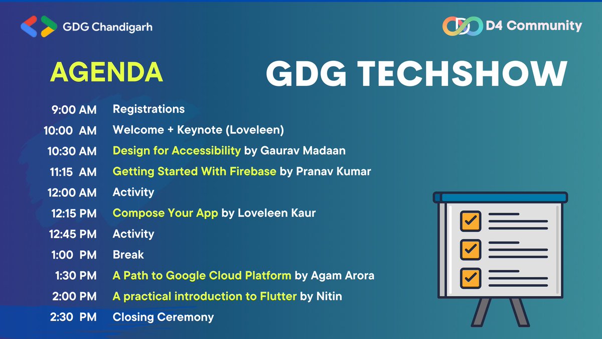 gdgchandigarh's tweet image. Agenda of GDG Techshow is out 📢

#gdgchandigarh #gdgtechshow #wtmchandigarh