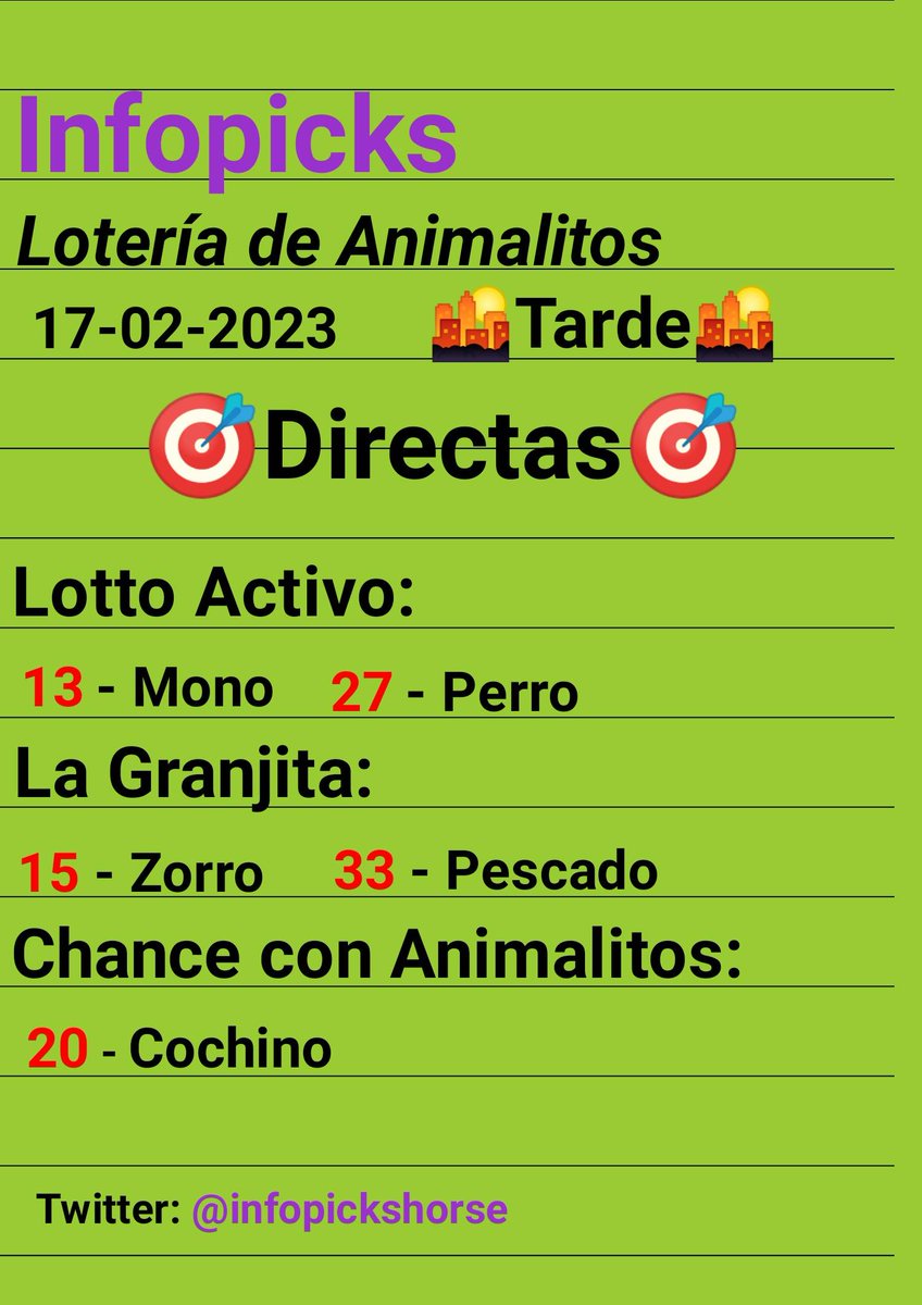 infopicks1960's tweet photo. 📍Animalitos 🇻🇪
17-02-2023 (TARDE) 
-
Esto es GRATIS!, sólo les pido su valioso RT para que mis Picks lleguen a más usuarios. Esa es la mejor publicidad.
-
#infopicks #LottoActivo #LaGranjita #chanceconanimalitos #loterias #loteriadeaninalitos #Animalitos #Venezuela https://t.co/3mQGiXsHdl