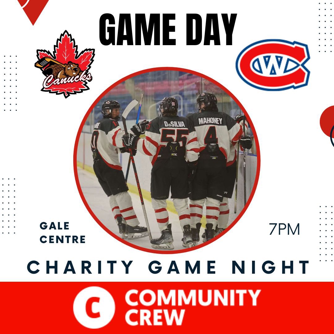 NF_Canucks's tweet photo. Game Day!!!
Join us for Charity game night… $1 of every ticket sold will be donated towards the @communitycrew lunch program!
📸: @jeffsmee
#letsgocanucks #charitygamenight #communitycrew #gojhl https://t.co/yI8ixiKLBg