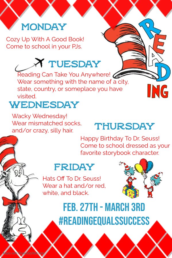 Robinson1Dawson's tweet photo. Please join us in celebrating Read Across America on February 27th - March 3rd! #ReadingEqualsSuccess https://t.co/WxAZAdm2i8