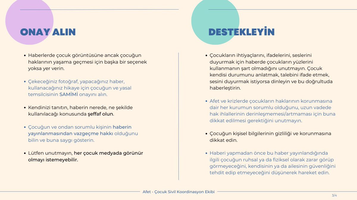 melda_akbas's tweet photo. AFETLERDE ÇOCUK HAKLARININ YAŞAMA GEÇMESİ İÇİN
MEDYAYA ÇAĞRI❕

✅ ARAÇSALLAŞTIRMAYIN
✅ ONAY ALIN
✅ DESTEKLEYİN
✅ ÖRNEK OLUN

Ve unutmayın bunlara uymadığımızda çocukların hak ihlallerine yenisini eklemiş oluyoruz. 

Afet - Çocuk Sivil Koordinasyon Ekibi https://t.co/21wVXjclY7