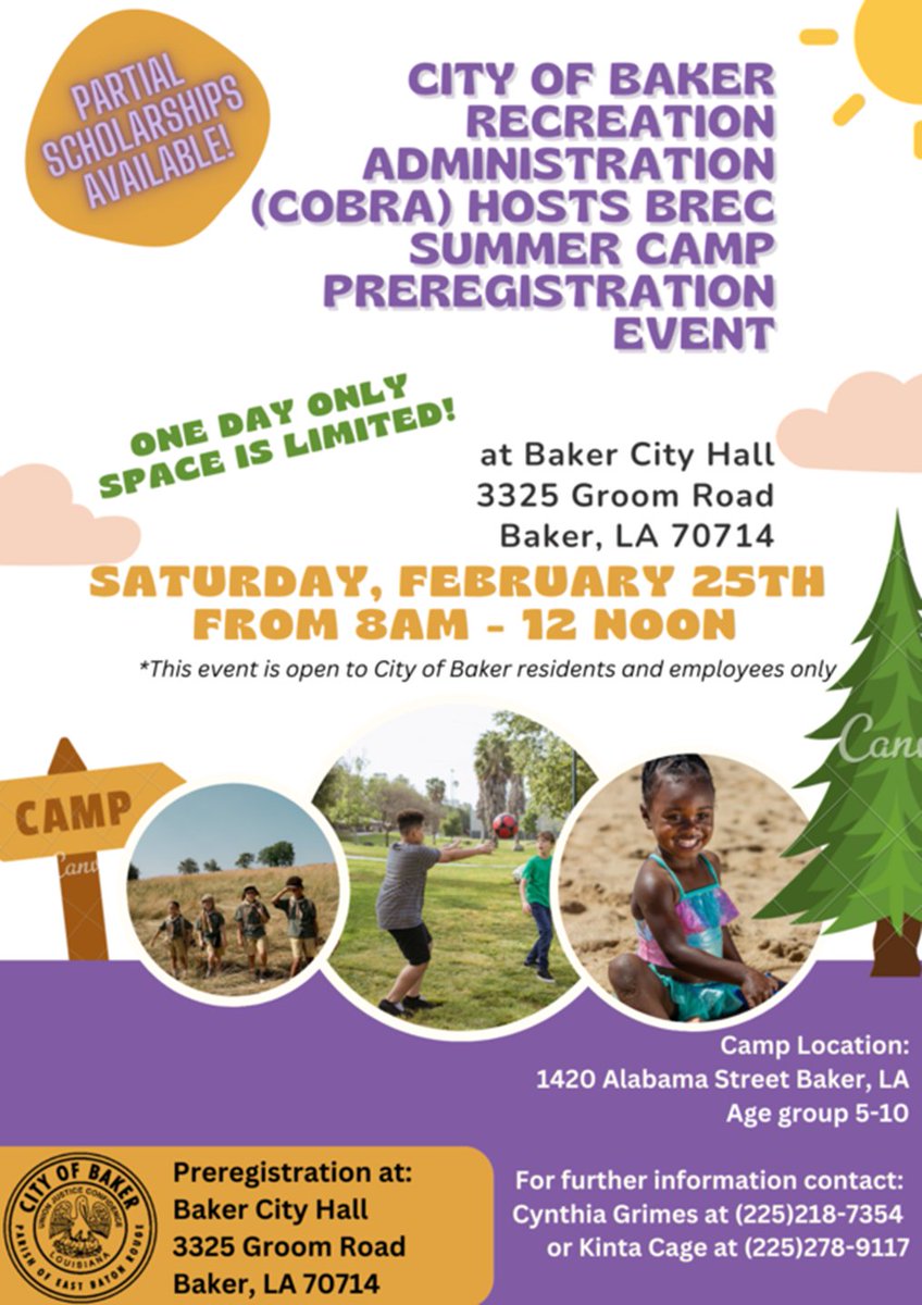 BakerCommerce's tweet image. Mark Your Calendar - Get the Kids Pre-registered for BREC Camp on Saturday, Feb 25th at Baker City Hall