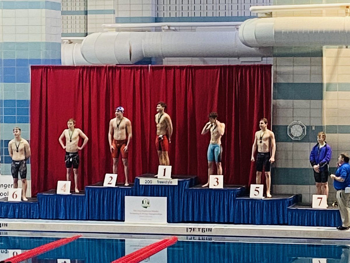 RAMSSPORTS's tweet photo. Patrick Gibbons ‘24 placed 1st in the 200 free relay! #HarkYe 🐏 https://t.co/uxb9kp030f