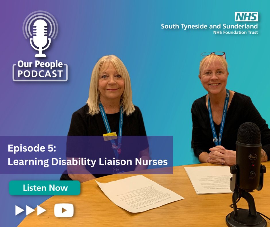 STSFTrust's tweet photo. #ICYMI 

Season 2 Episode 5 of #OurPeoplePodcast is out!

Catch up with Learning Disability Liaison Nurses Pauline Henry and Wendy Myers.

They talk about their passion for caring for our patients, our Carer Passport and much more 🎙️ 

Check the links below to listen in 👇 https://t.co/lE7knjG6Sh