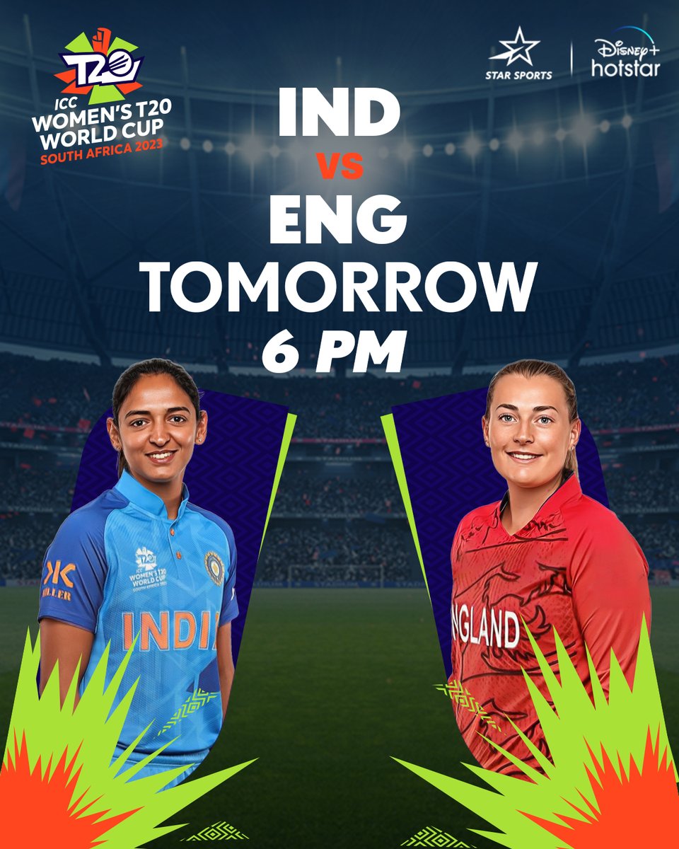 Set your alarms 🕰️ and watch the #WomenInBlue 🎉 set out to create h̶i̶s̶ #HerStory against #England! 💥

Tune-in to #INDvENG at the #T20WorldCup tomorrow, 6 PM onwards, only on Star Sports Network & Disney+Hotstar.

#BlueKnowsNoGender #BelieveInBlue