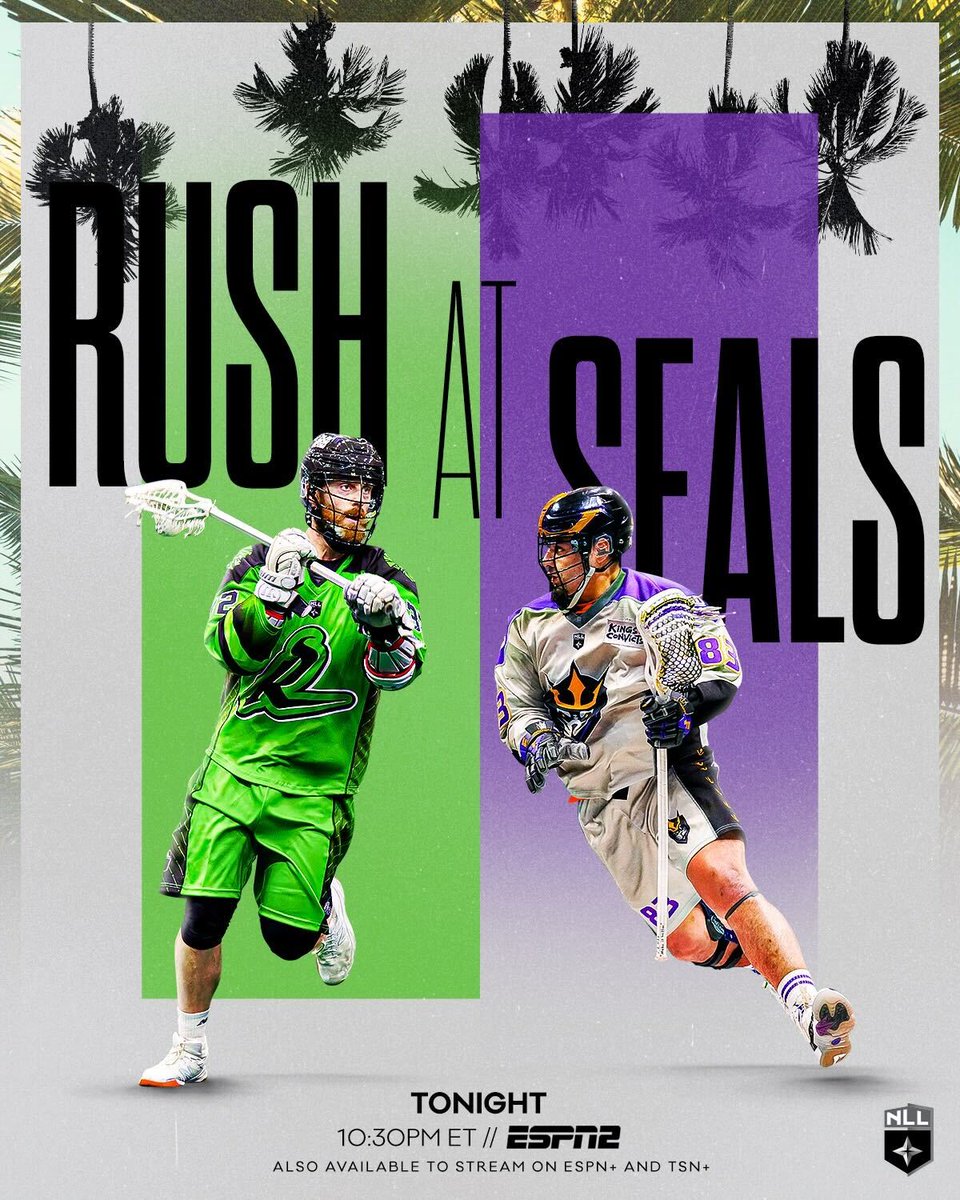 NLL's tweet photo. TONIGHT: Lax on ESPN2 🥳

@SaskRushLAX visits @SealsLax in a West Conference clash at 10:30 p.m. ET https://t.co/WXOSKMOVps