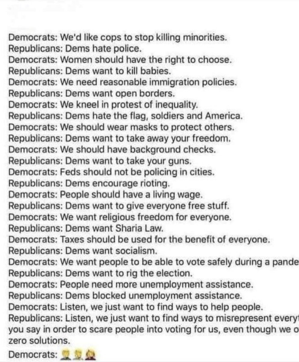 Tallulahrob's tweet photo. Democrats vs Republicans https://t.co/Zp14wXkoD4