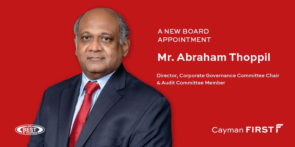 CaymanFirst's tweet image. We are pleased to announce the appointment of Mr. Abraham Thoppil to Cayman First's Board of Directors. 

Read more: bit.ly/newdirectorapp… 

#CaymanFirst #News #CaymanIslands