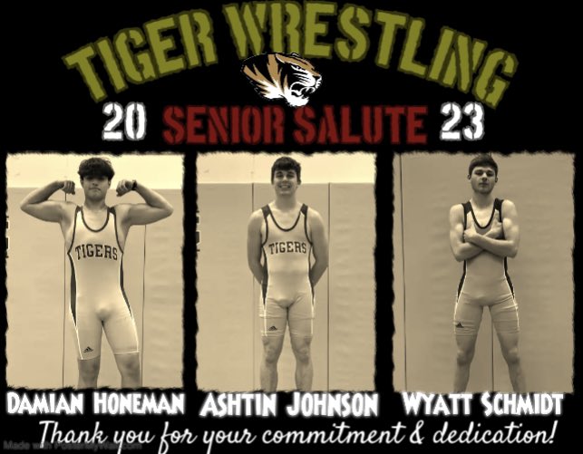• Senior Salute •

Damian, Wyatt, &amp; Ashtin have been in the Springfield wrestling program since elementary and have served as great leaders for our teams and ambassadors for our sport throughout the years.

Thank you for your hard work and dedication to Tiger Wrestling!
