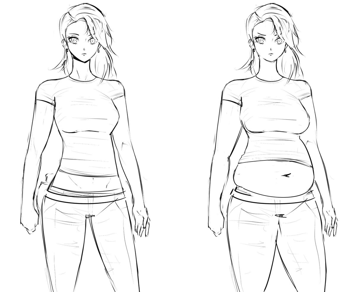 Bellywg on Twitter "Some before and after weight gain sketches of cute