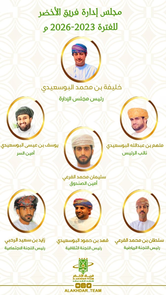 رسمياً ¦مجلس إدارة فريق الأخضر للفترة ٢٠٢٣-٢٠٢٦ م
#فريق_الاخضر