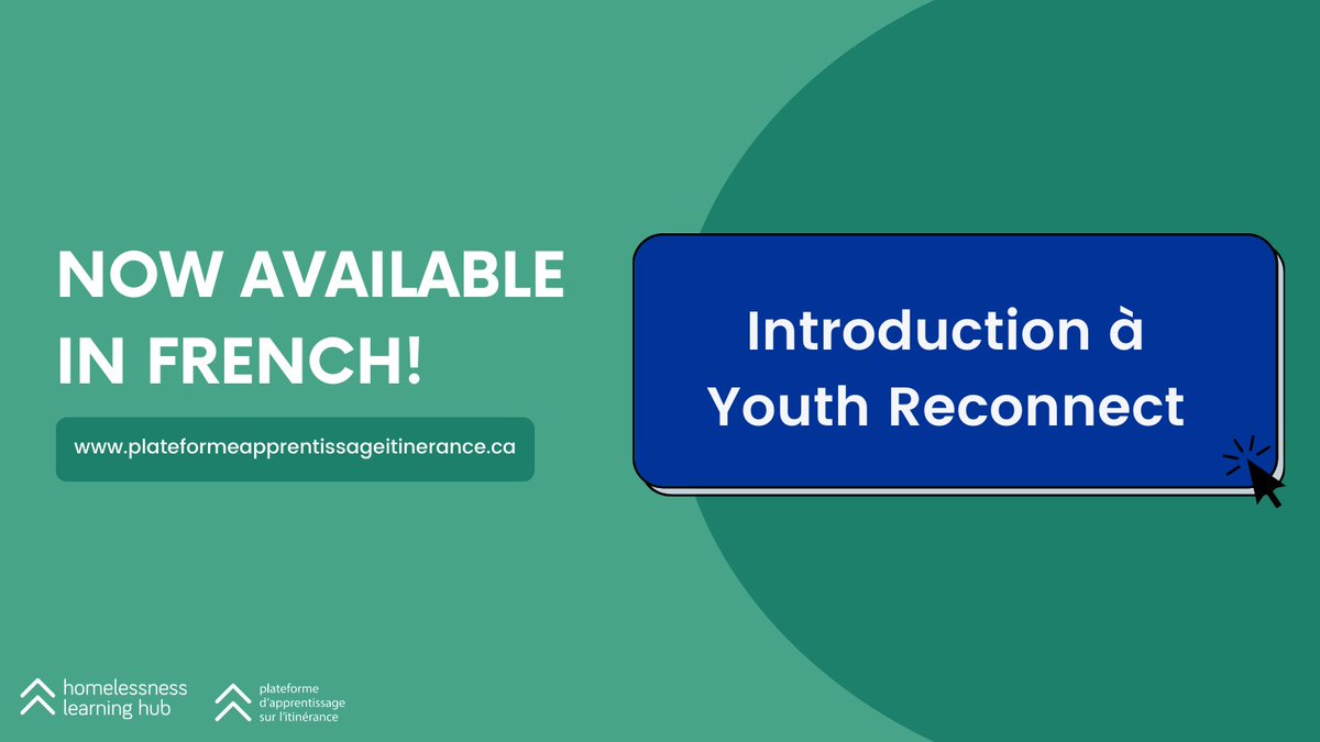Our training on the Youth Reconnect (YR) program model is a free, self-paced, online training that explores how YR programs can be used to prevent #YouthHomelessness & strengthen school participation.

We’re pleased to announce that this training is now available in French!