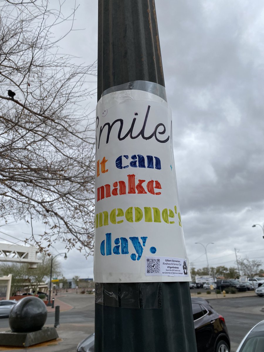 <a href="/GilbertYourTown/">Gilbert, Arizona</a> <a href="/GilbertElTigers/">Gilbert El Tigers</a> <a href="/GPS_District/">The Official Gilbert Public Schools District</a> I saw 2 of their posters and clicked the QR code to send them a message! 💜 I love that they are sharing kindness!