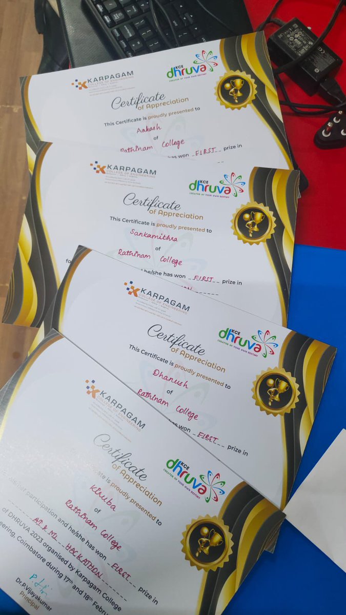 Manickam_reach's tweet photo. Happy to announce that our Students of Rathinam College of Arts &amp; Science secured First Prize in AI&amp;ML Hackathon in Dhurava-2023, Conducted by Karpagam College of engineering(Autonomous), Coimbatore.
 
Hackathon name : AI and ML Hackathon
#coimbatore #Hackathon https://t.co/cEHmlRdWAp