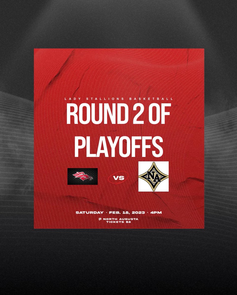Round Two Tomorrow 🔥‼️ Come out and Support us as we Take on North Augusta High School 

Where: North Augusta 
When: 4pm 
#IDCWGTC #LadyStallions #WBB #Playoffs #MoreWorkToBeDone