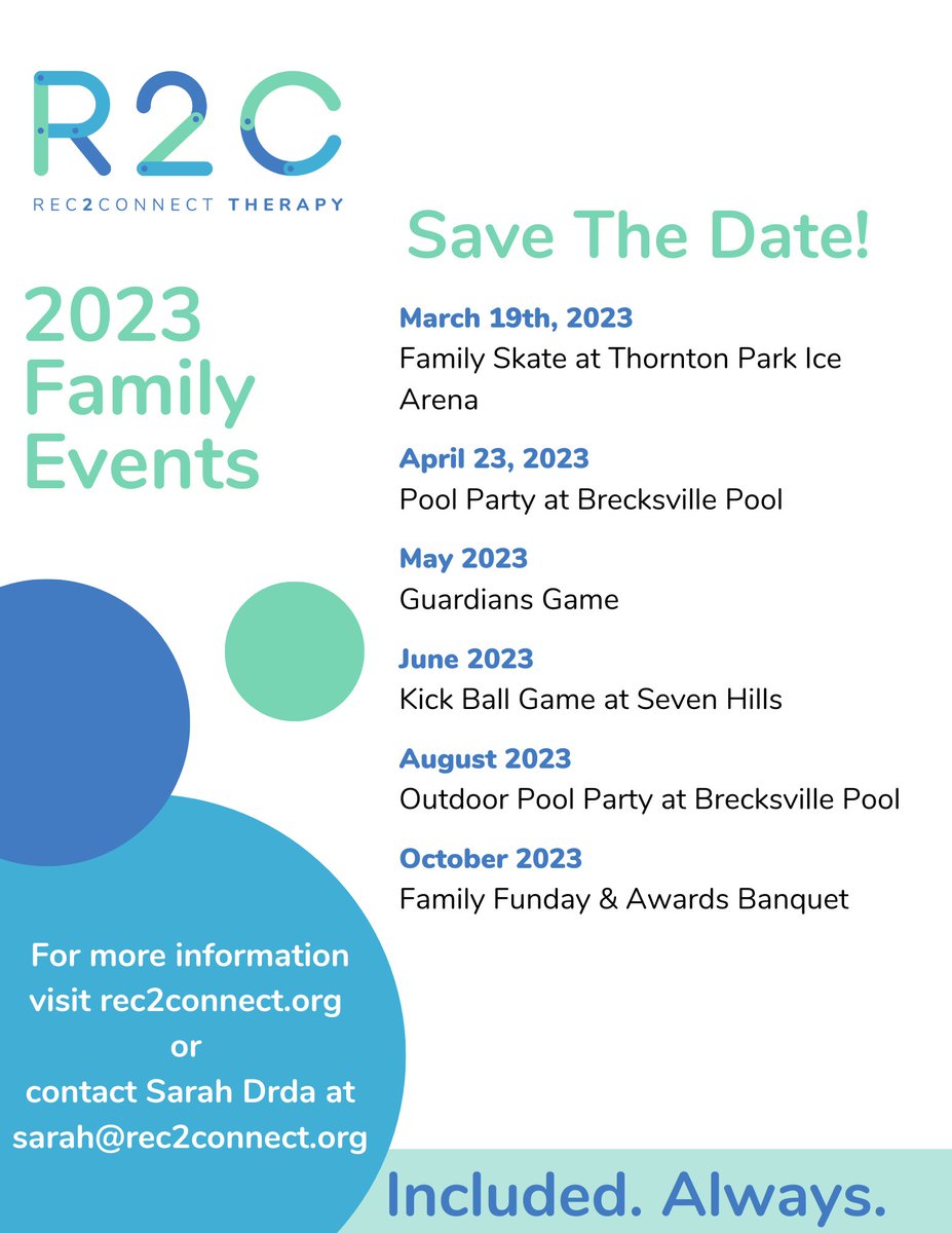 R2CFoundation's tweet photo. Pencil Us In: Rec2Connect has loads of fun family events planned for 2023! You can register now for our Family Skate Day on March 19th at the link in our bio!
We'll update as dates, times, and locations become available. 📅
#Community #Cleveland #CLEEvents #Rec2Connect https://t.co/sdm52z0hBo
