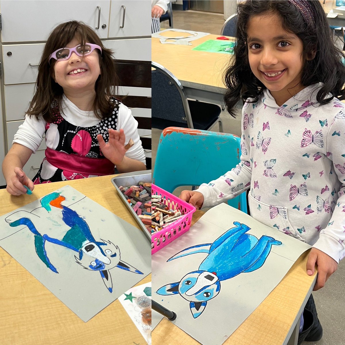 mrs_clos's tweet image. Second and third @WassWolves create their own Blue Dog art! #tsdart