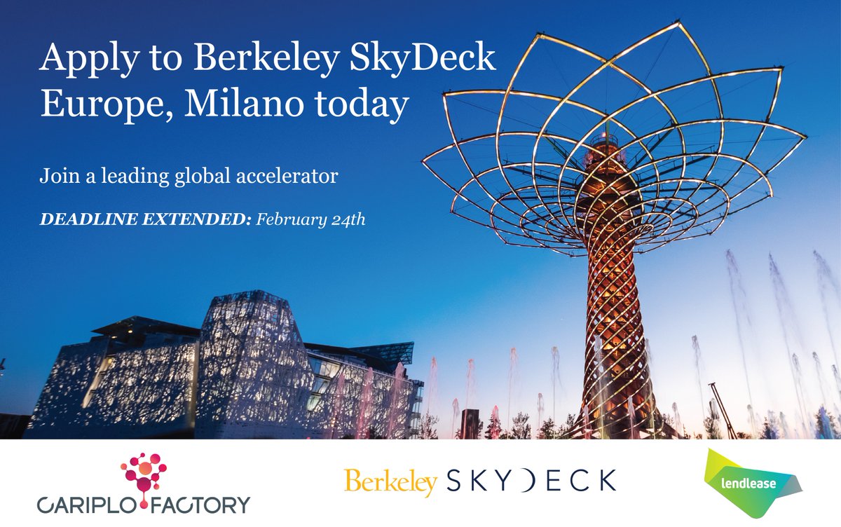 SkyDeck Europe's Batch 16 applications are extended to FEBRUARY 24TH! Don't miss out on the opportunity to tap into the network of industry experts and Silicon Valley connections. Bring us your moonshots and apply HERE! skydeck.berkeley.edu/apply
#startups #innovation #visionaries