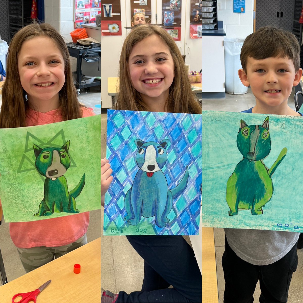 mrs_clos's tweet image. Second and third @WassWolves finish their Blue Dog art! #tsdart