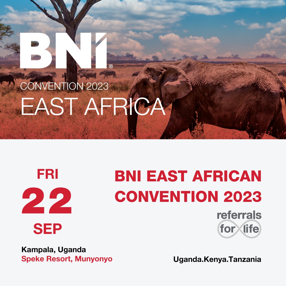 We are so excited to be hosting the BNI East Africa Conference. The conference will be held at Speke Resort Munyonyo on September 22nd 2023. #bnireferralsatwork, #bnireferralsource, #bnireferralsinmotion @BNI_official_pg @kenya_bni , @DNKibuuka