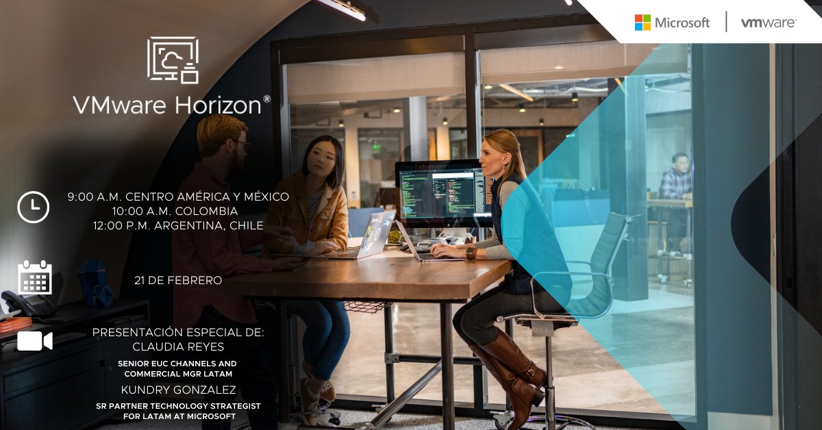 OCM_IT's tweet photo. Participe en nuestro taller virtual y conozca como VMware se asoció con Microsoft para extender la funcionalidad de Azure Virtual Desktop https://t.co/gSObuxS93h https://t.co/T2XUIM4sPS