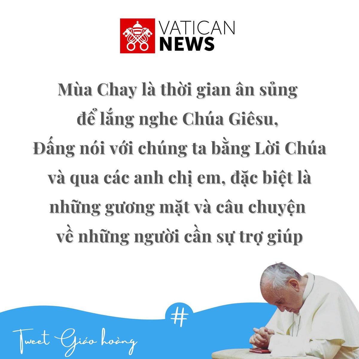 VaticanNewsVi's tweet photo. 🙏 Tweet Giáo hoàng thứ Sáu ngày 17/2

#TweetGiaohoang #VaticanNewsTiengViet #MùaChay https://t.co/ebYl0g8uVp