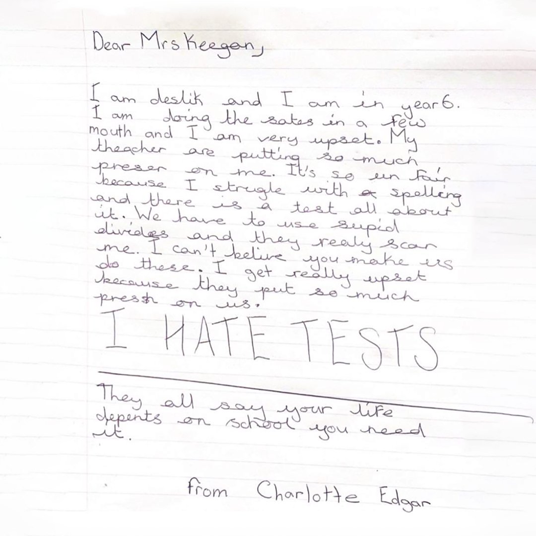 This month we are celebrating people who take change into their own hands! 

Meet Charlotte, aged 10, who is studying for her SATs in the UK. She wrote to Education Secretary <a href="/GillianKeegan/">Gillian Keegan</a> to tell her exactly how being tested and measured on spelling makes her feel.