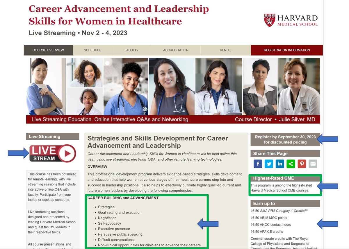 REGISTRATION NOW OPEN: Women's Leadership Course @HarvardMed 🌟Very highly rated course @Harvard ✅#WomenInMedicine ask for sponsorship from your institution ✅#HeForShe & #SheForShe leaders offer sponsorship even without👩🏽‍⚕️👩🏿‍🔬👩‍💼 asking #MedTwitter #CME womensleadership.hmscme.com