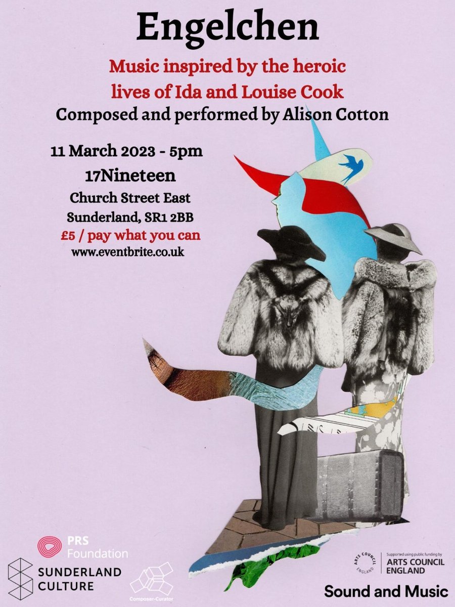 soundandmusic's tweet image. 🗓️ #ComposerCurator Event 🗓️

@alison__cotton&apos;s Engelchen, inspired by Ida &amp;amp; Louise Cook&apos;s heroic work rescuing Jewish families from the Nazis, debuts at @17Nineteen on 11 March!

Get your tickets at: eventbrite.co.uk/e/engelchen-mu…

@sunderlandculture⁠ @ace_national⁠ @PRSFoundation⁠