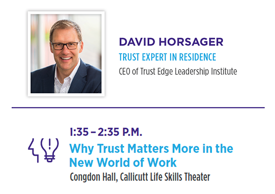 HighPointU's tweet photo. 🤝 Panthers, meet the CEO of Trust Edge Leadership Institute and HPU's Trust Expert in Residence David Horsager Tuesday, February 21! Attend his "Why Trust Matters More in the New World of Work" session from 1:35-2:35 p.m. in Callicutt. #HPU365 #AccesstoInnovators https://t.co/SF0SQU0z3M