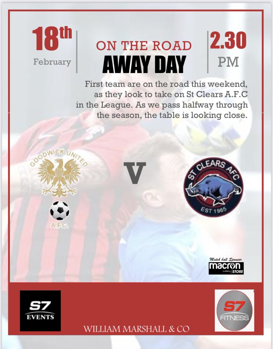 Our 1st team squad are on the road &amp; back in league action as they travel to <a href="/STCLEARSAFC/">The Saints</a> for an important fixture with only 8 games remaining. 

📆 - Sat - 18th
⏰ - 2.30pm - kick off 
📍 - <a href="/STCLEARSAFC/">The Saints</a> 

🔴 RAGURA ⚫️