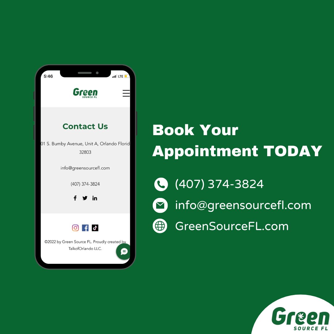 GreenSourceFL's tweet image. Make your appointment today through the link in our bio! #GreenSourceFL 💚 

#Orlando #Florida