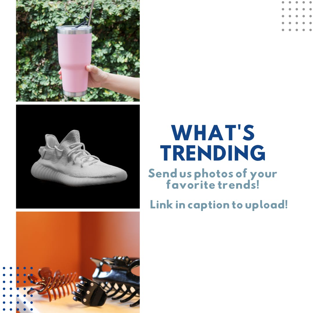 Upload your photos here: go.jostens.com/5347z6
Need some ideas: 
PJ pants
Flared Leggings 
Hot Pink
Uggs
Colleen Hoover books 
Glossier Balm Dot Com