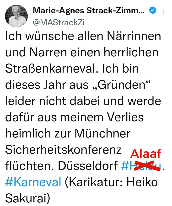 FollowFridayDE's tweet photo. @MAStrackZi Seit Du und andere kriegstreibende #Volksverräter des #Ampel-Regimes Deutschland ruiniert, hat die Bezeichnung "Närrinnen und Narren" einen bösen Beigeschmack, und #Karneval|feiernde bevorzugen deshalb #Jecke und #Jeckinnen bezeichnet zu werden. https://t.co/WgSnaYGMpz