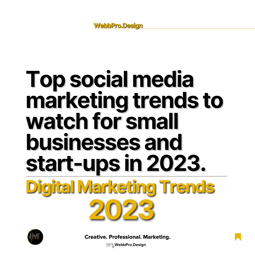Top Social Media Marketing Trends TO Watch For Small Businesses and Start-Ups in 2023. (See blow) - Deeper dive analysis coming soon!

#B2BSocialMedia #MicroInfluencers #VirtualSocialEvents #IntegratedMarketingStrategy #ShortFormVideos #UserGeneratedContent  #EmergingPlatforms